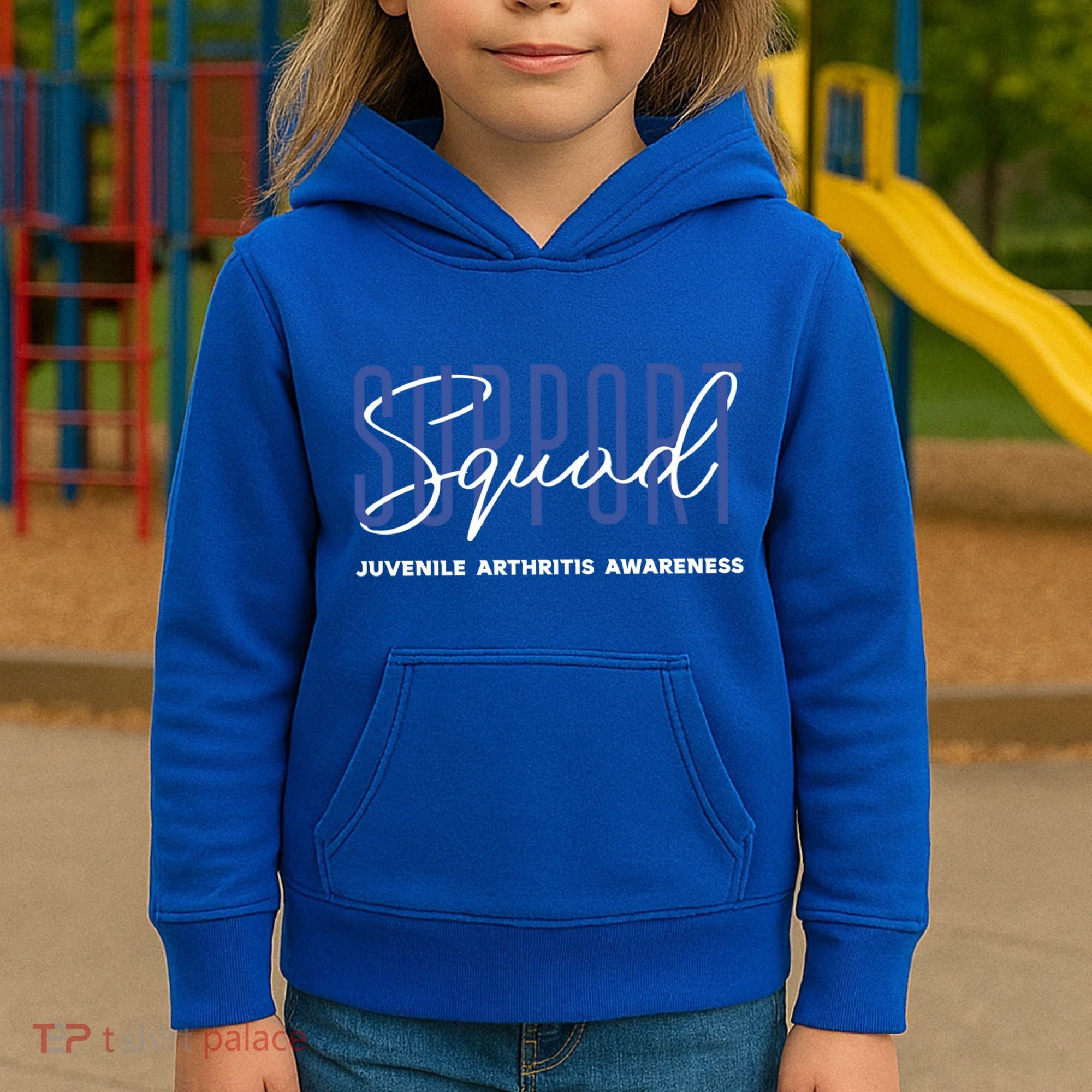 Juvenile Arthritis Awareness Support Squad Blue Ribbon Meaningful Gift Kids Hoodie
