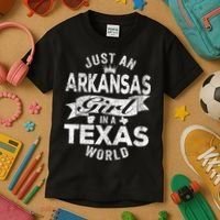Just An Arkansas Girl In A Texas World Kids T-Shirt thumb 3