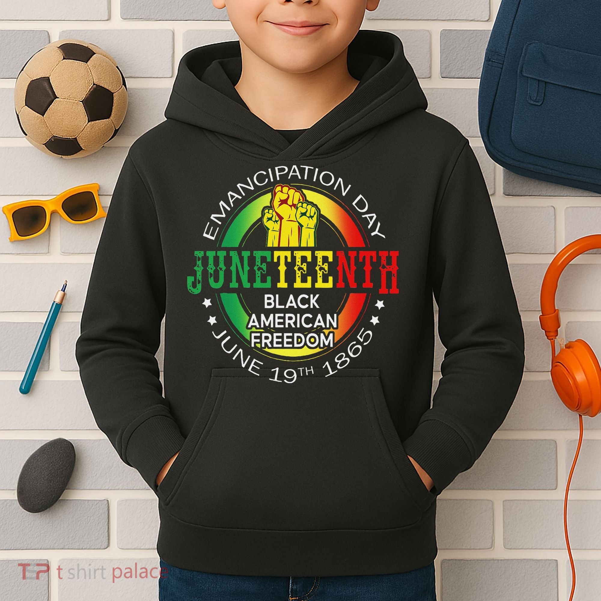 Junenth African American Freedom 1865 Black History Month Kids Hoodie