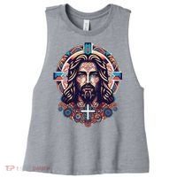 Jesus Abstract Art Women's Racerback Cropped Tank thumb 0