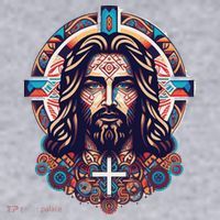 Jesus Abstract Art Women's Racerback Cropped Tank thumb 2