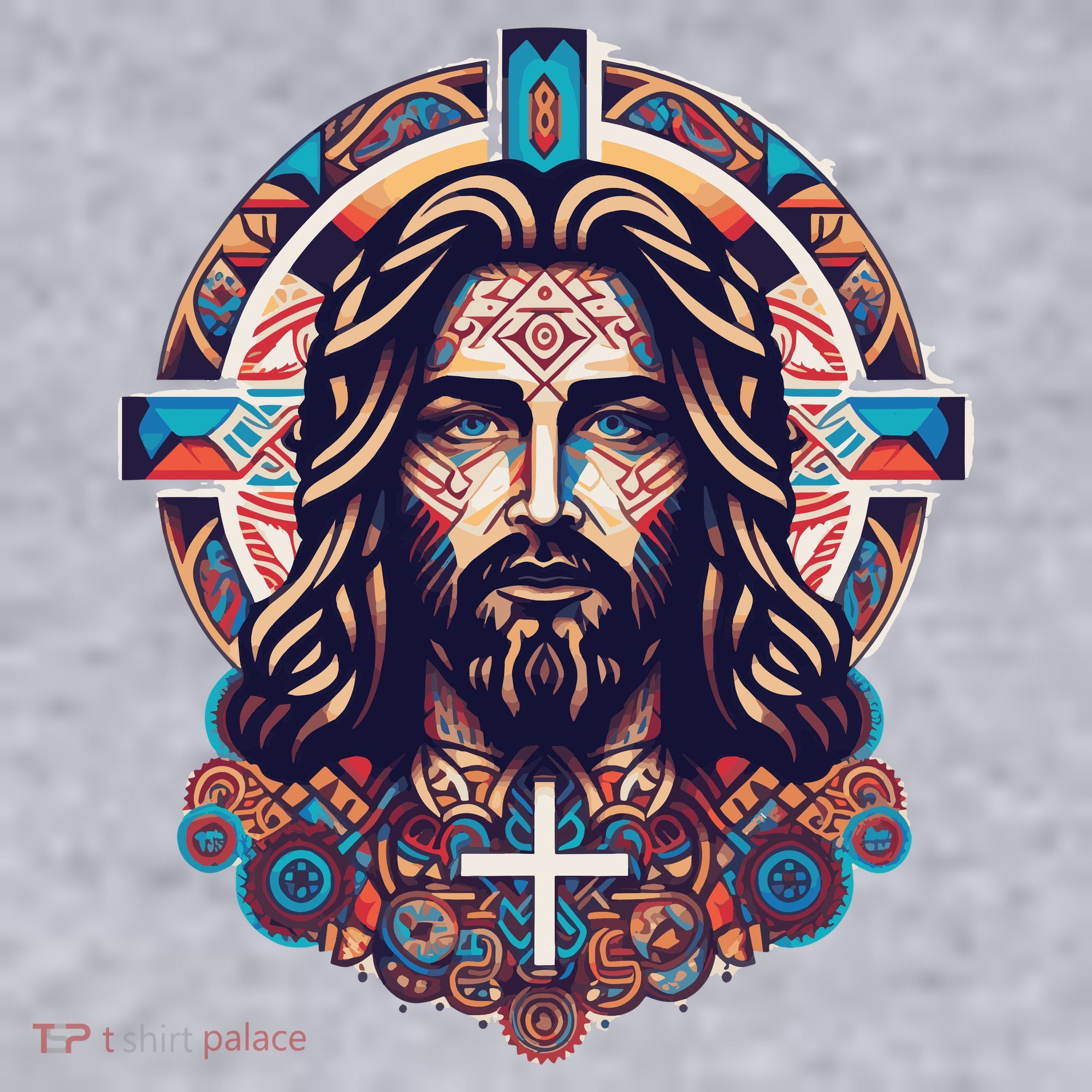 Jesus Abstract Art Women's Racerback Cropped Tank