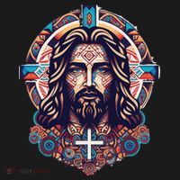 Jesus Abstract Art USA-Made Doggie Bandana thumb 2