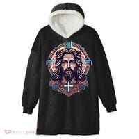 Jesus Abstract Art Hooded Wearable Blanket thumb 0
