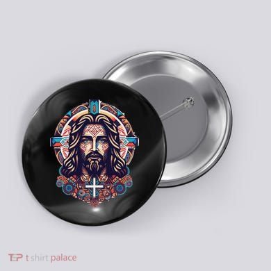 Jesus Abstract Art Button