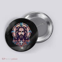 Jesus Abstract Art Button thumb 0