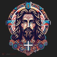 Jesus Abstract Art Crop Fleece Hoodie thumb 2