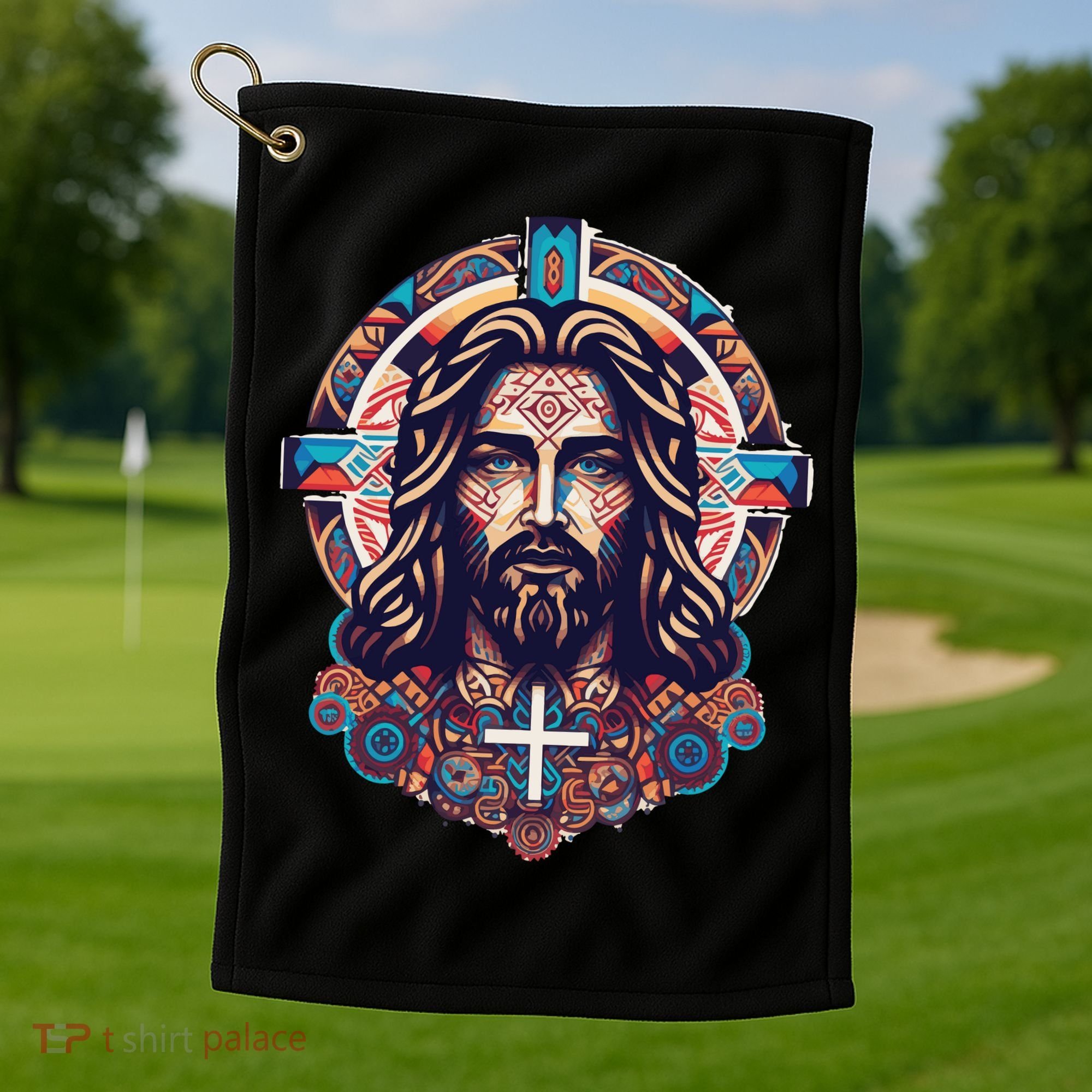 Jesus Abstract Art Golf Towel