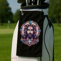 Jesus Abstract Art Golf Towel thumb 2
