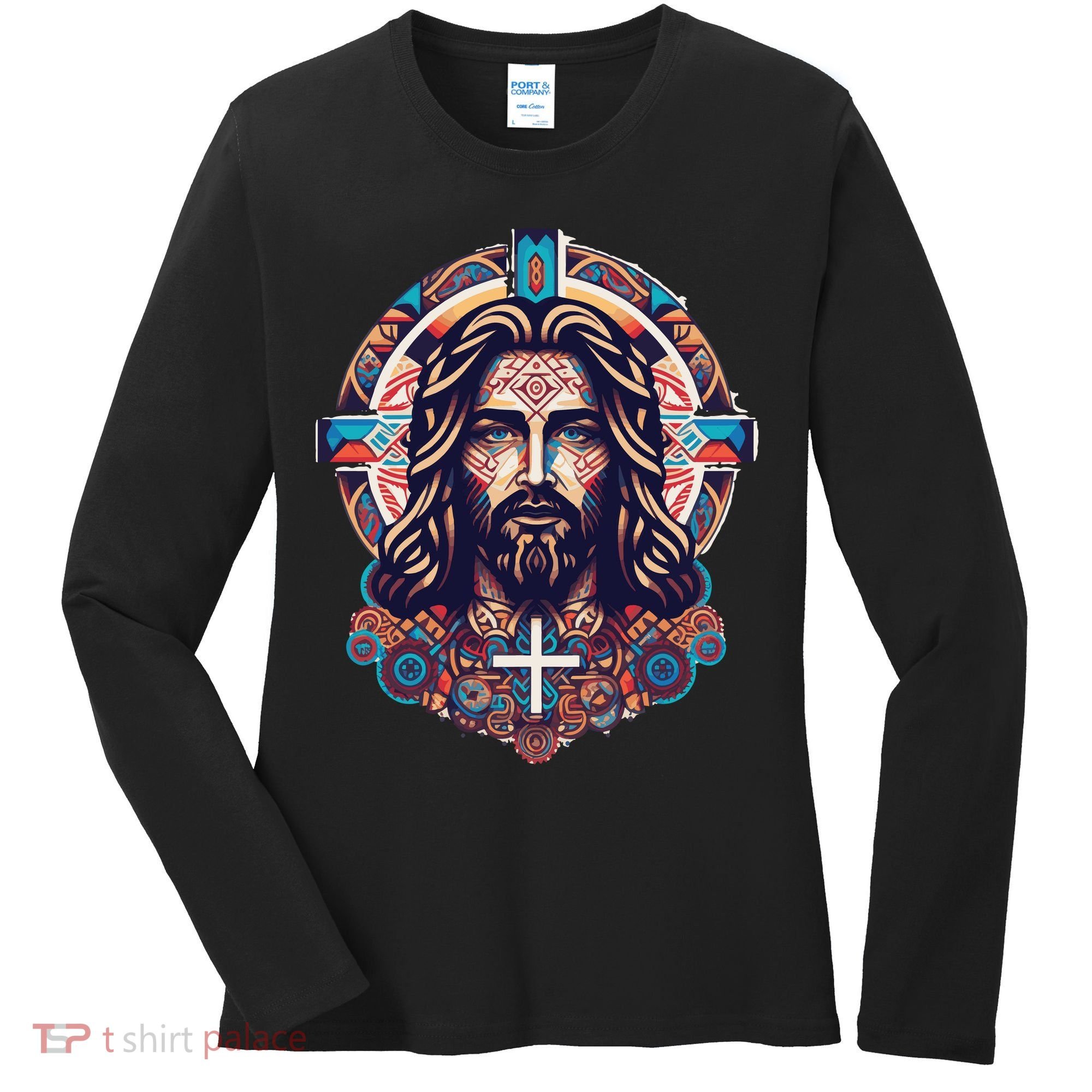 Jesus Abstract Art Women's Long Sleeve Shirt