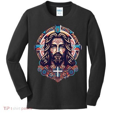 Jesus Abstract Art Kids Long Sleeve Shirt