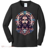 Jesus Abstract Art Kids Long Sleeve Shirt thumb 0