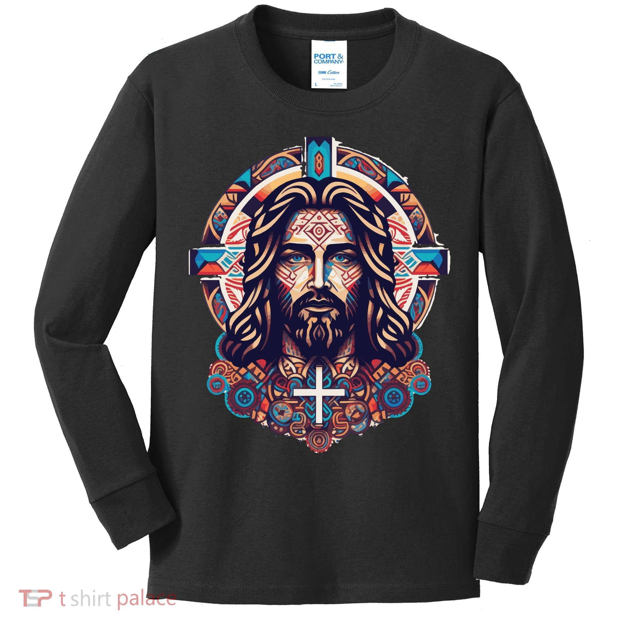 Jesus Abstract Art Kids Long Sleeve Shirt