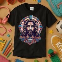 Jesus Abstract Art Kids T-Shirt thumb 3