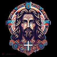 Jesus Abstract Art Kids T-Shirt thumb 4