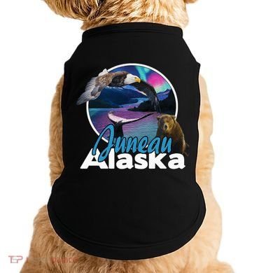Juneau Alaska Aurora Borealis Eagle Bear Whale Souvenir Cute Gift Doggie Tank