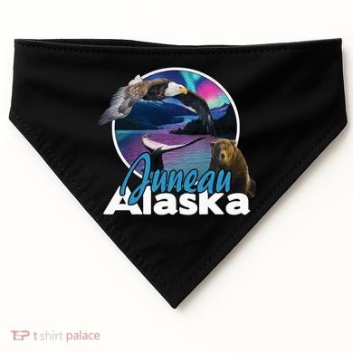 Juneau Alaska Aurora Borealis Eagle Bear Whale Souvenir Cute Gift USA-Made Doggie Bandana