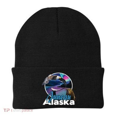 Juneau Alaska Aurora Borealis Eagle Bear Whale Souvenir Cute Gift Beanie