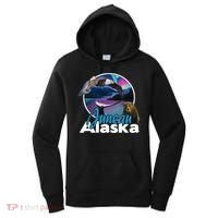 Juneau Alaska Aurora Borealis Eagle Bear Whale Souvenir Cute Gift Women's Hoodie thumb 0