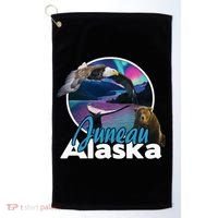 Juneau Alaska Aurora Borealis Eagle Bear Whale Souvenir Cute Gift Golf Towel thumb 0