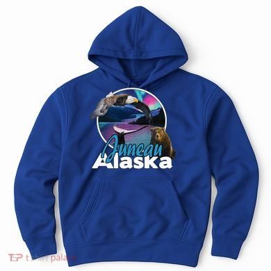 Juneau Alaska Aurora Borealis Eagle Bear Whale Souvenir Cute Gift Hoodie