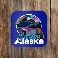 Juneau Alaska Aurora Borealis Eagle Bear Whale Souvenir Cute Gift Coaster thumb 0