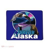 Juneau Alaska Aurora Borealis Eagle Bear Whale Souvenir Cute Gift Mousepad thumb 0