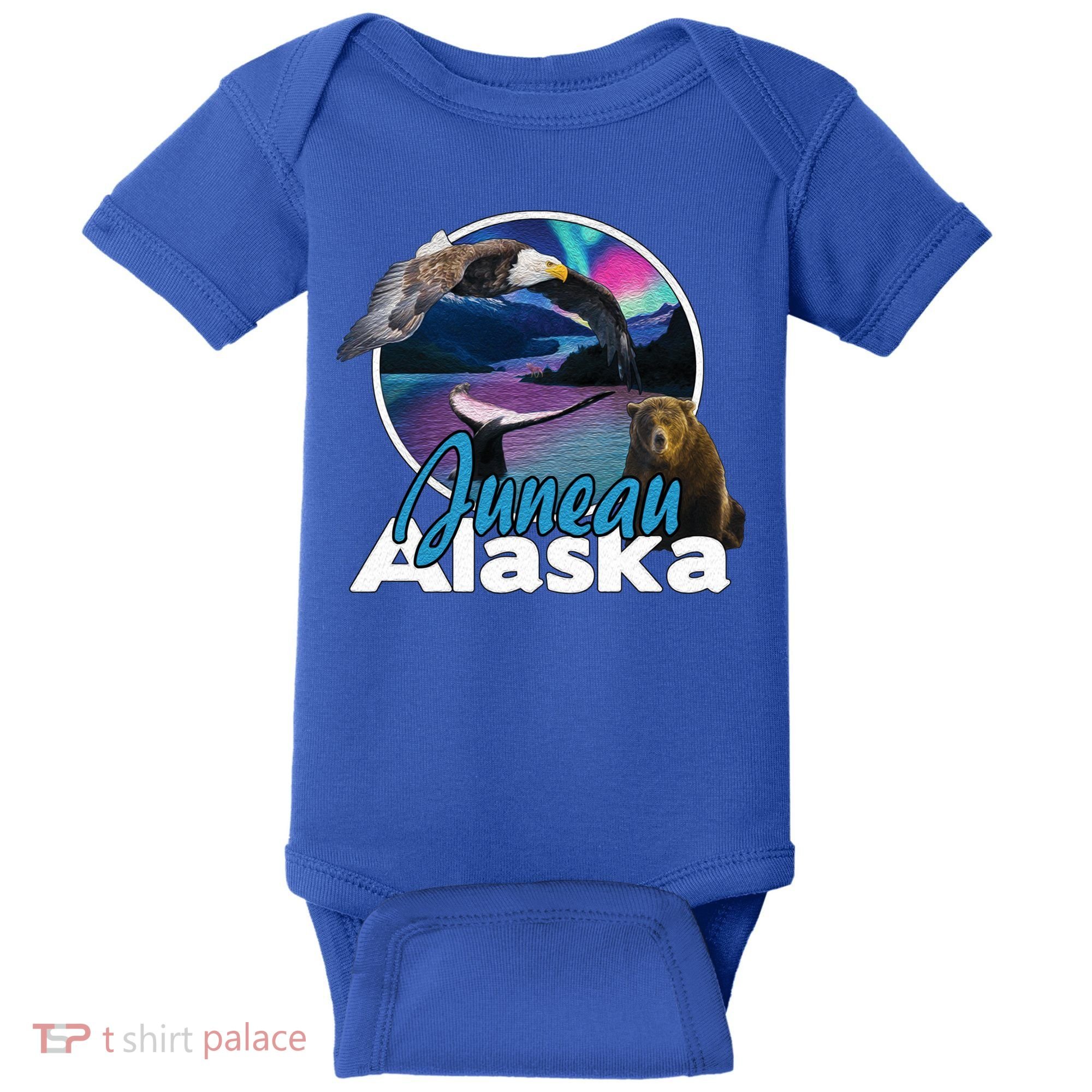 Juneau Alaska Aurora Borealis Eagle Bear Whale Souvenir Cute Gift Baby Bodysuit