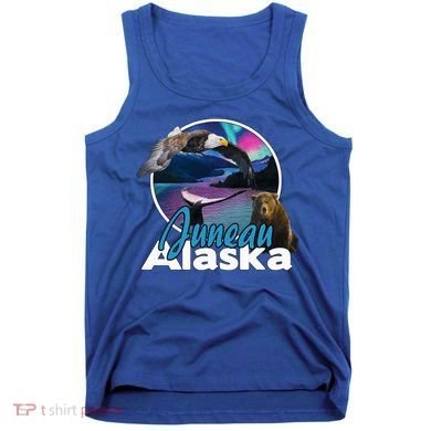 Juneau Alaska Aurora Borealis Eagle Bear Whale Souvenir Cute Gift Tank Top