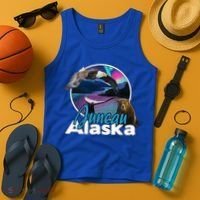 Juneau Alaska Aurora Borealis Eagle Bear Whale Souvenir Cute Gift Tank Top thumb 4