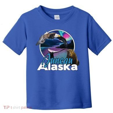 Juneau Alaska Aurora Borealis Eagle Bear Whale Souvenir Cute Gift Toddler T-Shirt
