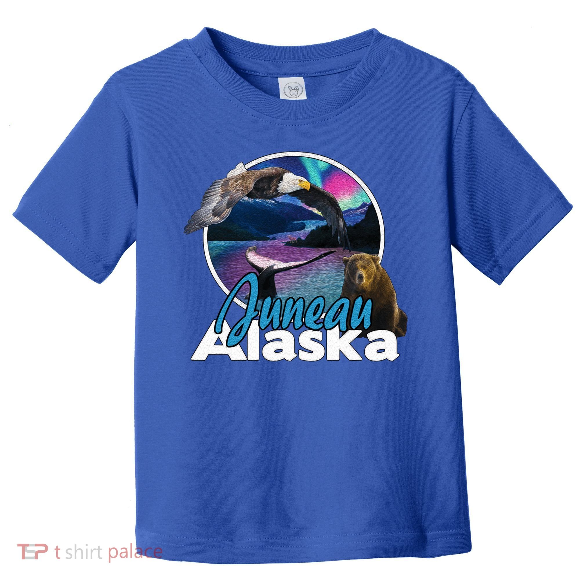 Juneau Alaska Aurora Borealis Eagle Bear Whale Souvenir Cute Gift Toddler T-Shirt
