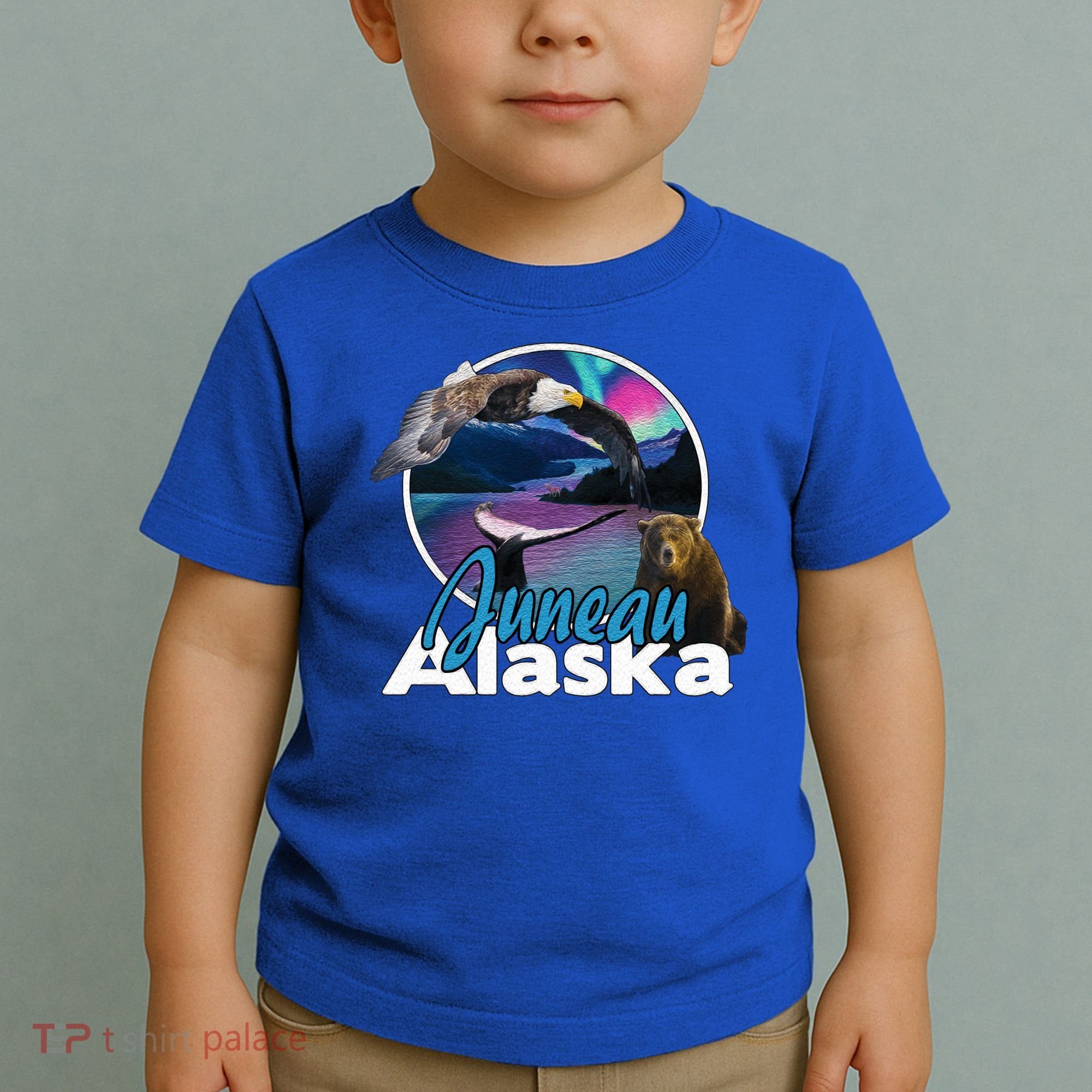 Juneau Alaska Aurora Borealis Eagle Bear Whale Souvenir Cute Gift Toddler T-Shirt