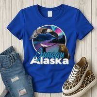 Juneau Alaska Aurora Borealis Eagle Bear Whale Souvenir Cute Gift Women's T-Shirt thumb 3