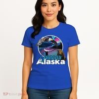Juneau Alaska Aurora Borealis Eagle Bear Whale Souvenir Cute Gift Women's T-Shirt thumb 4