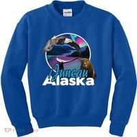 Juneau Alaska Aurora Borealis Eagle Bear Whale Souvenir Cute Gift Kids Sweatshirt thumb 0