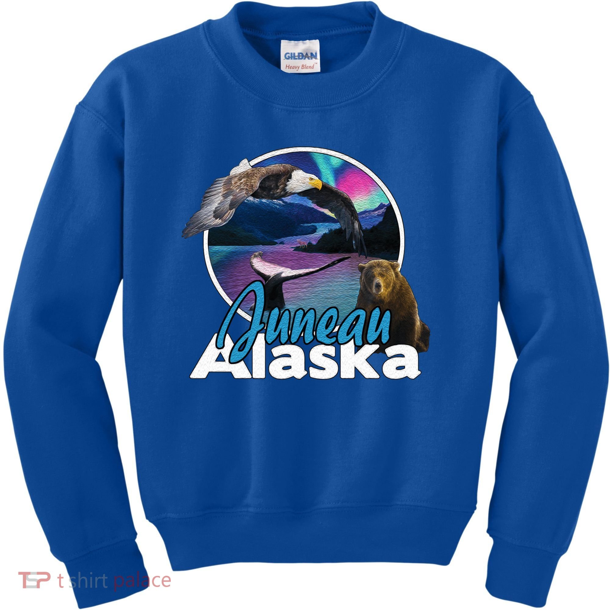 Juneau Alaska Aurora Borealis Eagle Bear Whale Souvenir Cute Gift Kids Sweatshirt