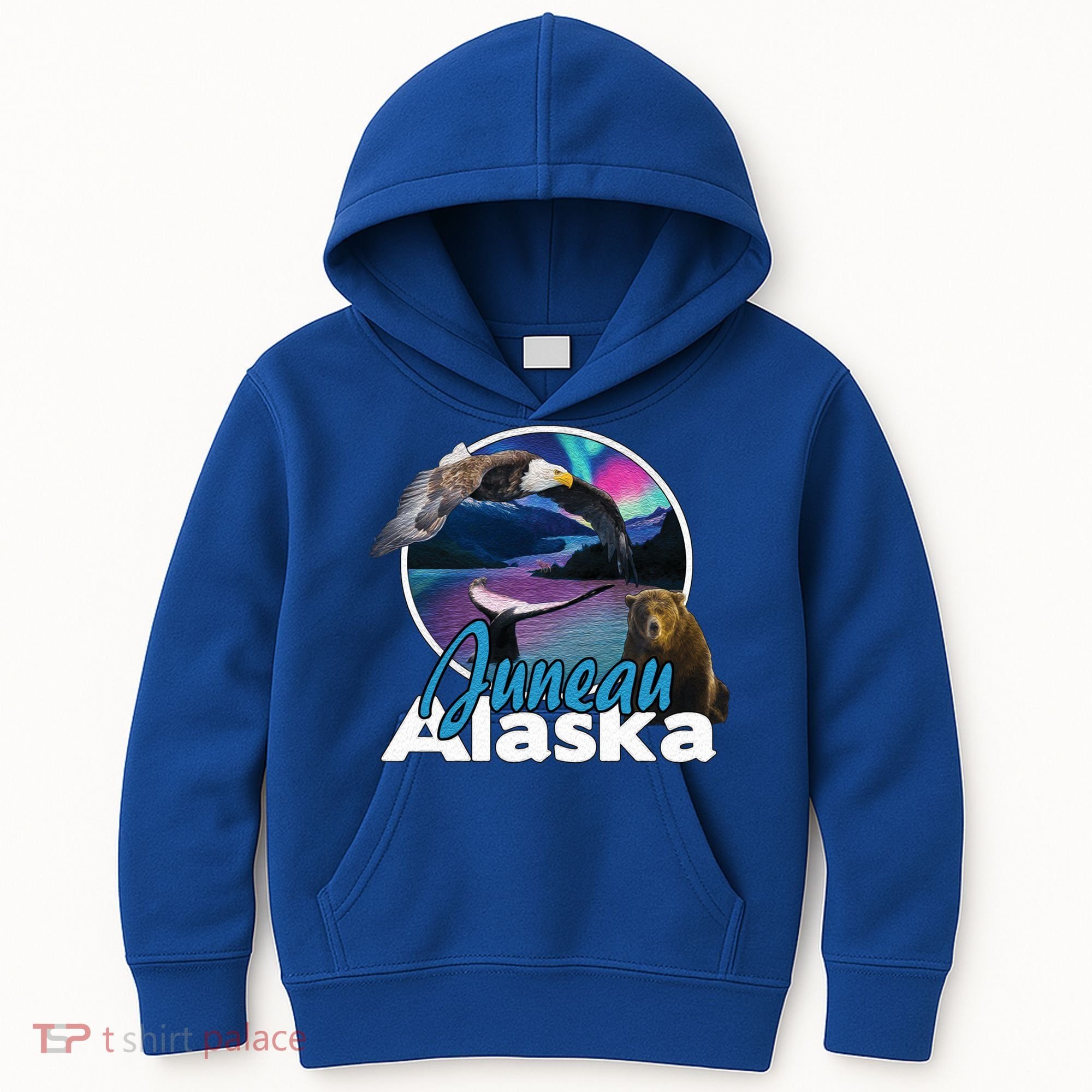 Juneau Alaska Aurora Borealis Eagle Bear Whale Souvenir Cute Gift Kids Hoodie