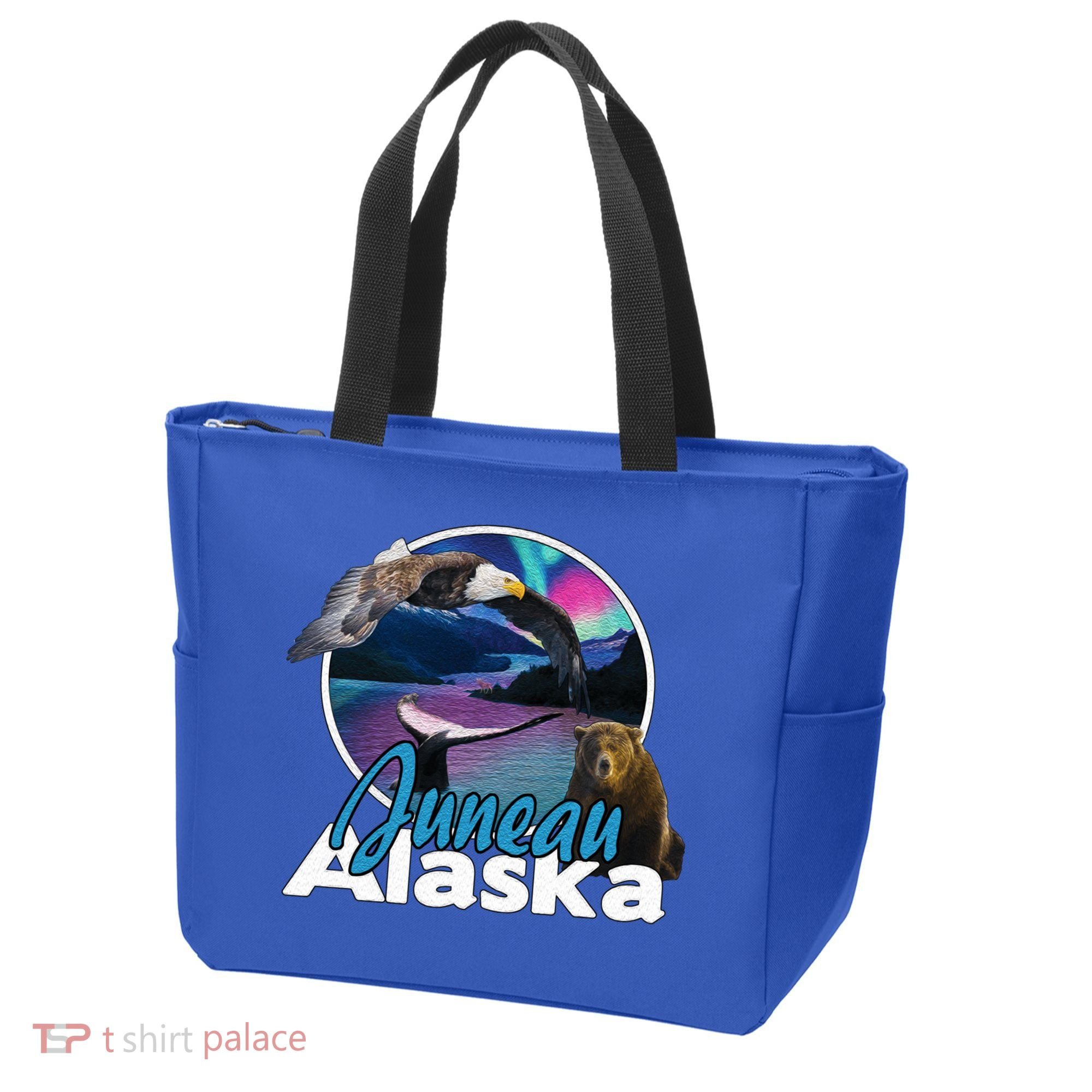 Juneau Alaska Aurora Borealis Eagle Bear Whale Souvenir Cute Gift Tote Bag