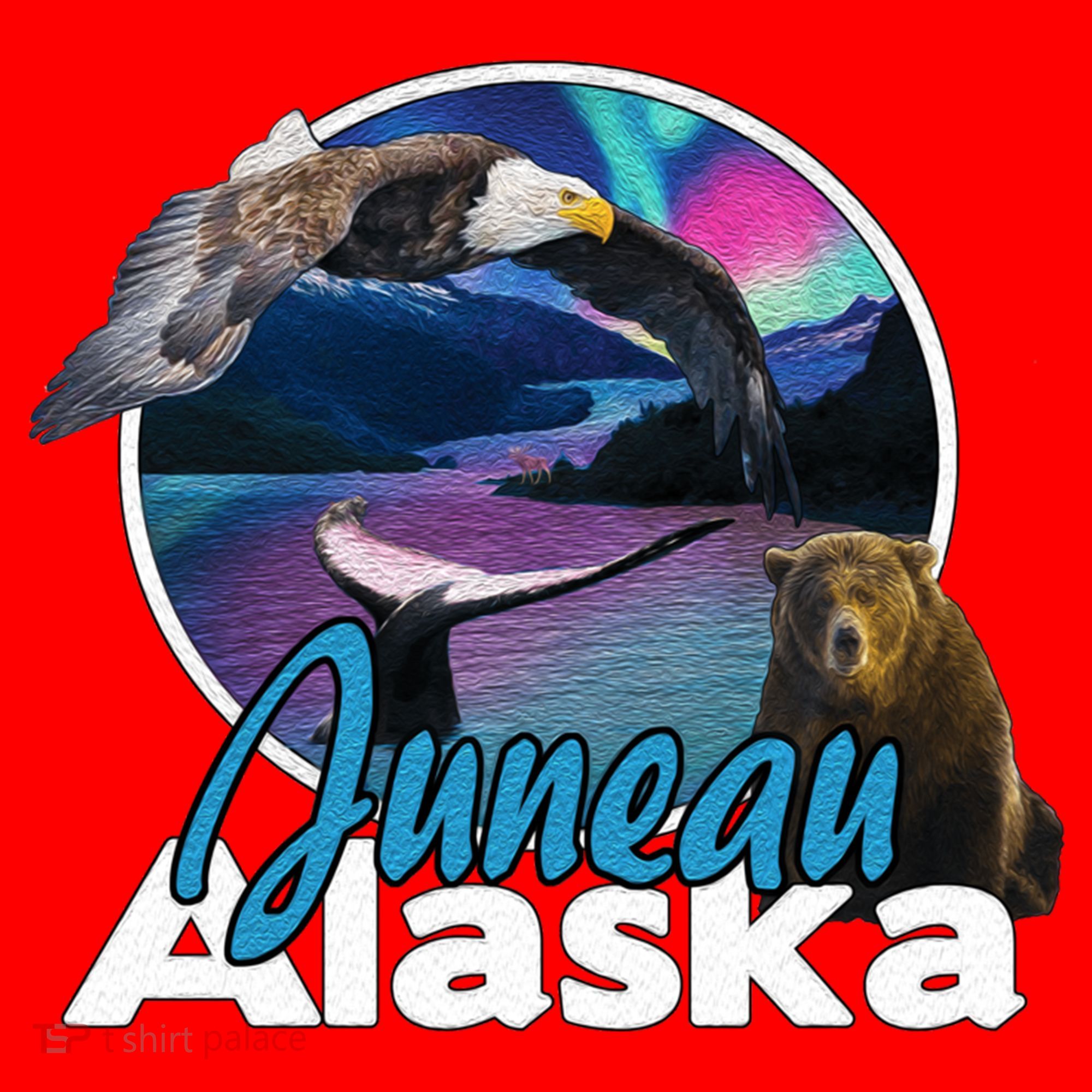 Juneau Alaska Aurora Borealis Eagle Bear Whale Souvenir Cute Gift Santa Hat