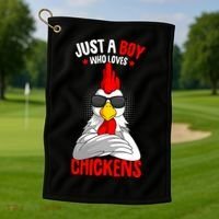 Just A Boy Who Loves Chickens Golf Towel thumb 1