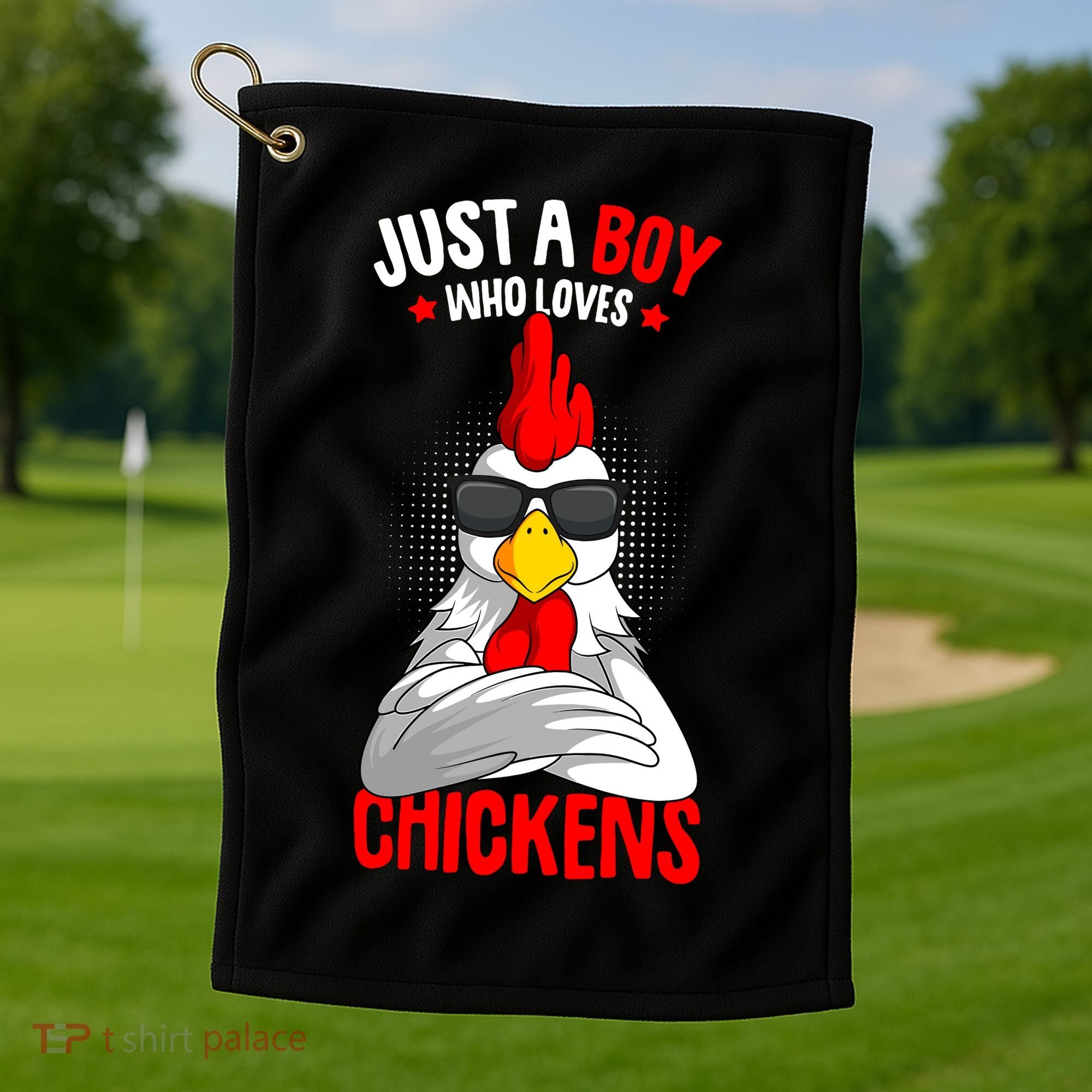 Just A Boy Who Loves Chickens Golf Towel