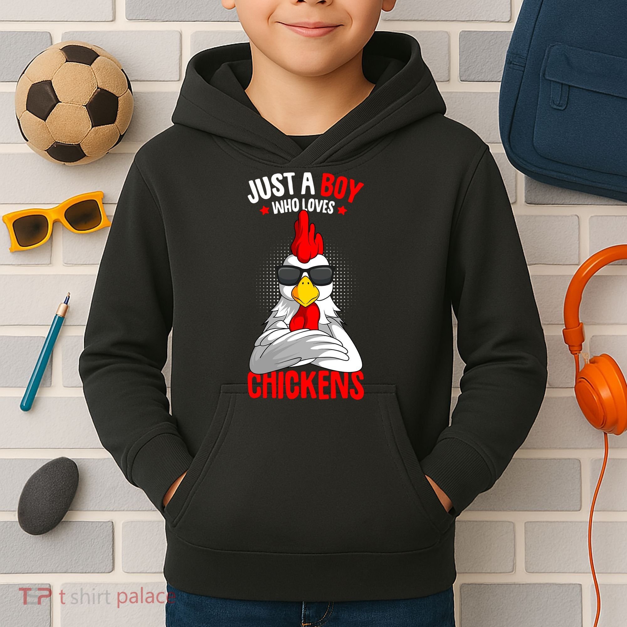 Just A Boy Who Loves Chickens Kids Hoodie