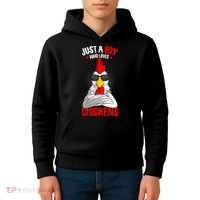 Just A Boy Who Loves Chickens Kids Hoodie thumb 4