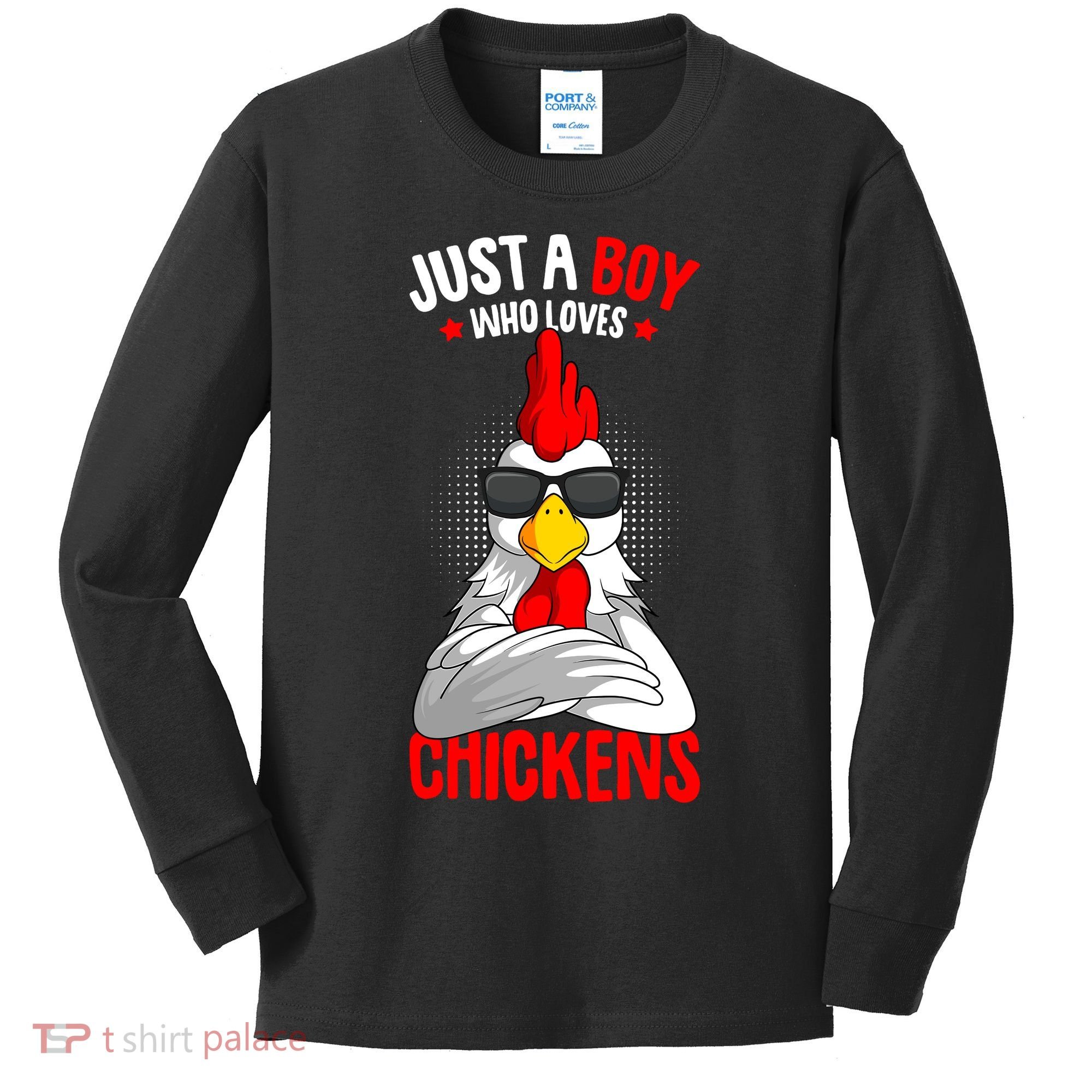 Just A Boy Who Loves Chickens Kids Long Sleeve Shirt