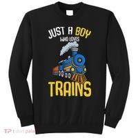 Just A Boy Who Loves Trains Locomotive Train Sweatshirt thumb 0