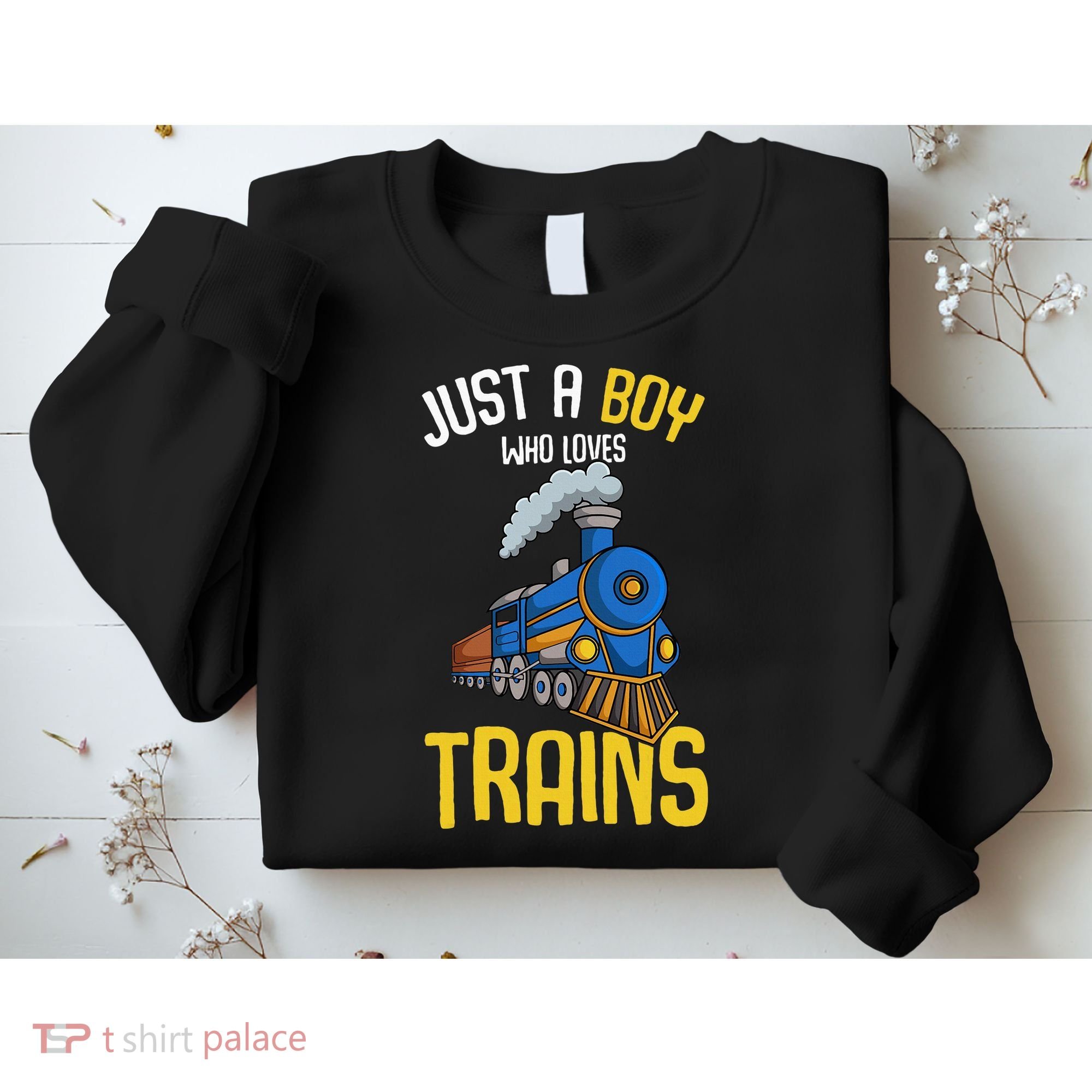 Just A Boy Who Loves Trains Locomotive Train Sweatshirt