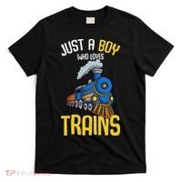 Just A Boy Who Loves Trains Locomotive Train T-Shirt thumb 0