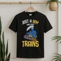 Just A Boy Who Loves Trains Locomotive Train T-Shirt thumb 2