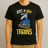 Just A Boy Who Loves Trains Locomotive Train T-Shirt thumb 3